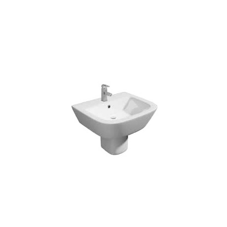 Kartell Project Square 530mm 1 Tap Hole Basin and Semi Pedestal