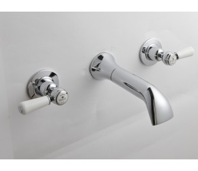 BC Designs Victrion Lever 3 Tap Hole Wall Mounted Bath Filler