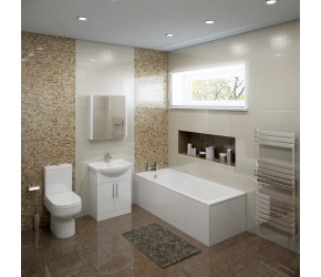 Colton Complete Modern White Bathroom Suite with Straight Bath