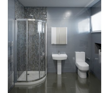 Hapton Complete Modern White Bathroom Suite with Quadrant Shower Enclosure
