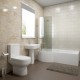 Hemsby Complete Modern White Bathroom Suite with Left Hand P-Shaped Bath