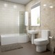 Hemsby Complete Modern White Bathroom Suite with Right Hand P-Shaped Bath