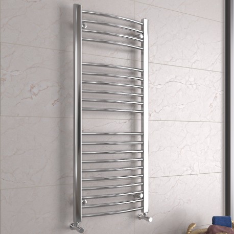 All Sizes 1200 x 500 mm Curved Heated Towel Rail Chrome Bathroom Ladder Radiator 