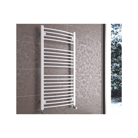 DBS White Curved Heated Towel Rail 1200mm x 600mm