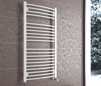 DBS White Curved Heated Towel Rail 1200mm x 600mm