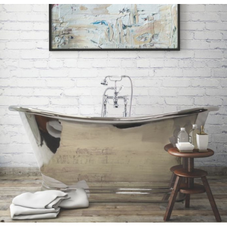 BC Designs Nickel Freestanding Boat Bath 1500mm x 700mm