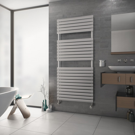 Eucotherm Nova Primus White Designer Towel Radiator 1164mm High x 600mm Wide