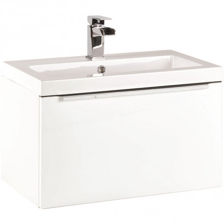 Iona Supreme Gloss White Wall Hung Bathroom Vanity Unit and Basin 600mm