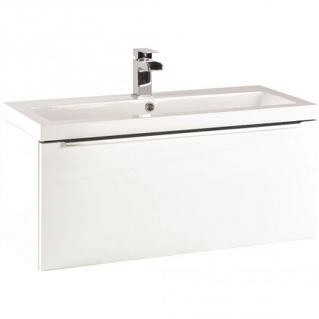 Iona Supreme Gloss White Wall Hung Bathroom Vanity Unit and Basin 800mm