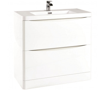 Iona Contour Gloss White Floor Standing Two Drawer Vanity Unit and Basin 900mm