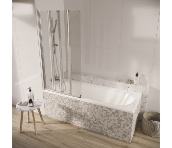 Iona A6 Easy Clean 6mm Single Arm Four Panel Bath Screen 1500mm x 800mm