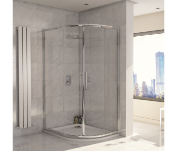 Iona A8 Easy Clean 8mm Glass Double Door Offset Quadrant Shower 900mm x 760mm