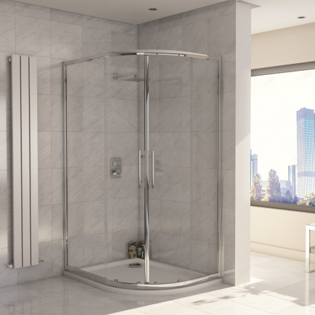Iona A8 Easy Clean 8mm Glass Double Door Offset Quadrant Shower 1000mm x 800mm