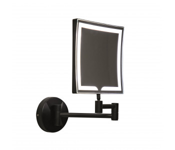 Iona Square Black LED Wall Mounted Make-Up Bathroom Mirror 200mm