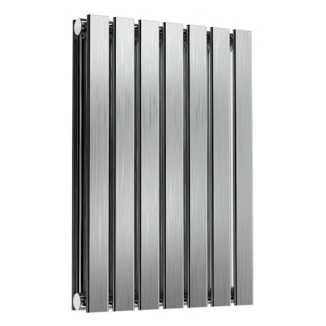 Reina Flox Brushed Stainless Steel Double Panel Flat Radiator 600mm x 413mm