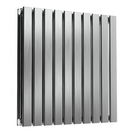 Reina Flox Brushed Stainless Steel Double Panel Flat Radiator 600mm x 590mm