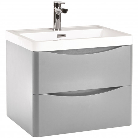 Iona Contour Pebble Grey Wall Hung Two Drawer Vanity Unit and Basin 600mm