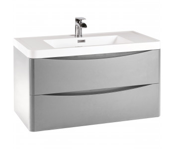 Iona Contour Pebble Grey Wall Hung Two Drawer Vanity Unit and Basin 900mm
