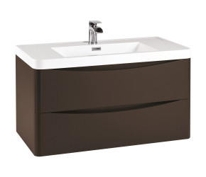 Iona Contour Wolf Grey Wall Hung Two Drawer Vanity Unit and Basin 900mm