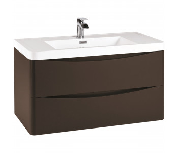 Iona Contour Wolf Grey Wall Hung Two Drawer Vanity Unit and Basin 900mm