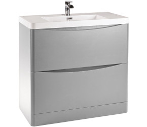 Iona Contour Pebble Grey Floor Standing Two Drawer Vanity Unit and Basin 900mm