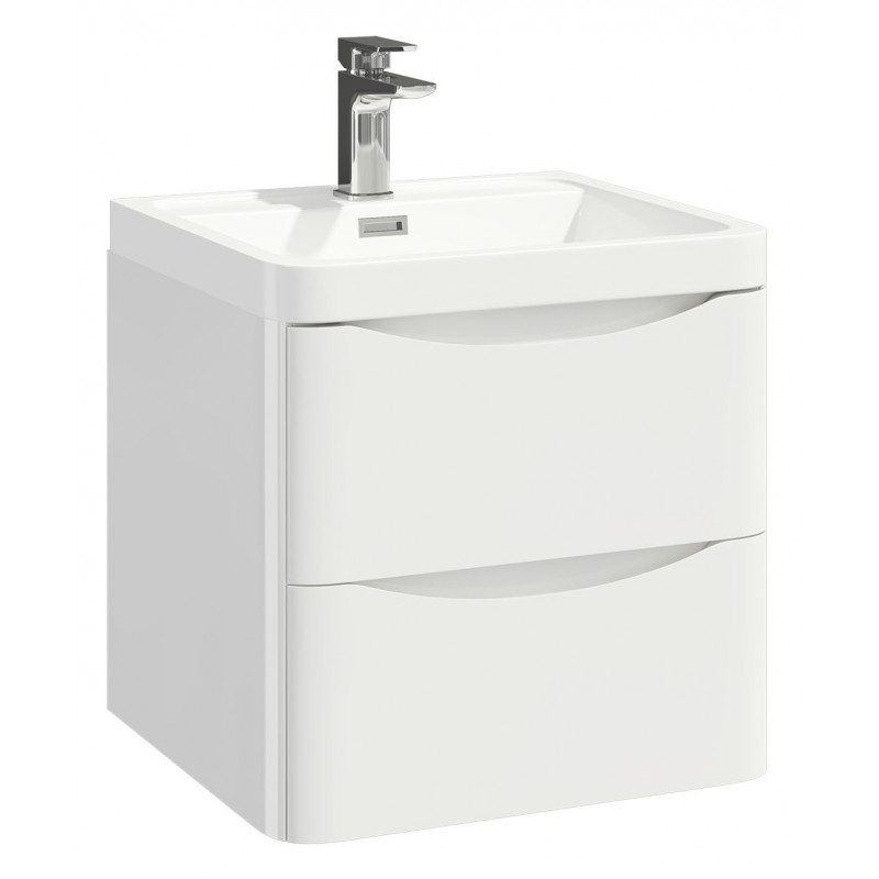 Iona Contour Gloss White Wall Hung Two, Wall Hung Sink Vanity Unit 500mm