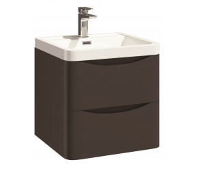 Iona Contour Wolf Grey Wall Hung Two Drawer Vanity Unit and Basin 500mm