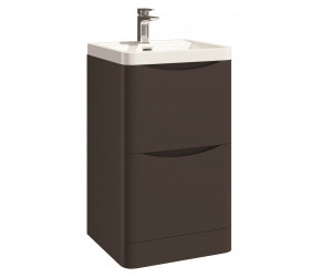 Iona Contour Wolf Grey Floor Mounted Two Drawer Vanity Unit and Basin 500mm