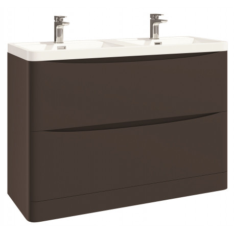 Iona Contour Wolf Grey Floor Mounted Two Drawer Vanity Unit and Basin 1200mm
