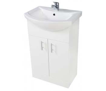Iona Verona Gloss White Floor Standing Bathroom Vanity Unit and Basin 650mm
