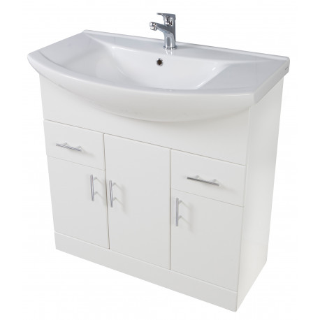 Iona Verona Gloss White Floor Standing Bathroom Vanity Unit and Basin 750mm