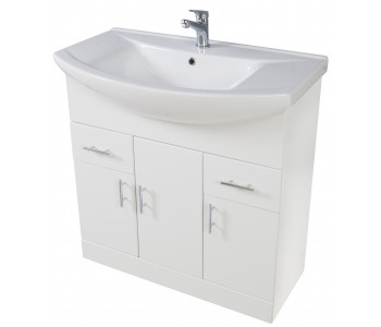 Iona Verona Gloss White Floor Standing Bathroom Vanity Unit and Basin 850mm