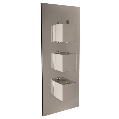 Iona Chrome Square Handle Concealed Triple Shower Valve With Diverter