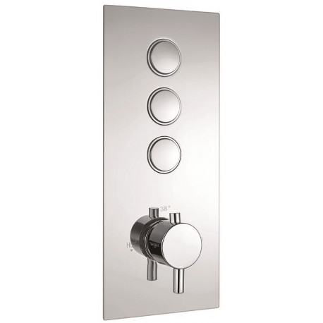 Iona Chrome Round Push Button Triple Concealed Shower Valve