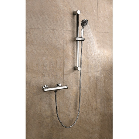 Iona Entry Chrome Round Bar Shower Valve With Riser Kit and Fast Fix Brackets