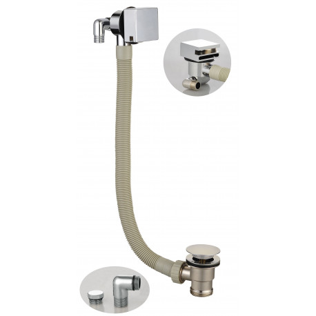 Iona Chrome Square Bath Filler And Overflow With Sprung Waste