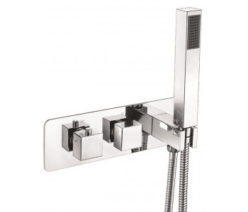 Iona Chrome Square Concealed Horizontal Triple Shower Valve With Diverter