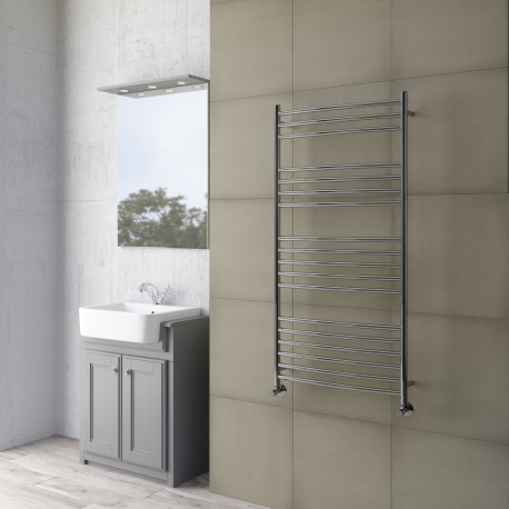 DBS Curved Polished Stainless Steel Towel Rail 1200mm High x 600mm Wide