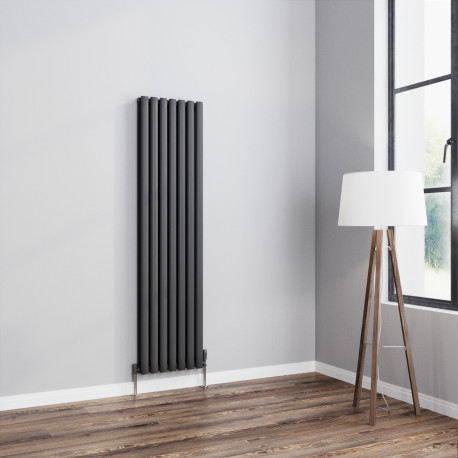 Wyvern Anthracite Elliptical Tube Double Panel Vertical Radiator 1800mm x 406mm