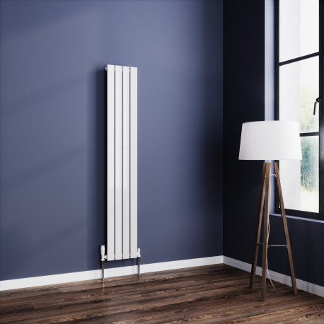 Wyvern White Flat Single Panel Vertical Radiator 1600mm x 272mm