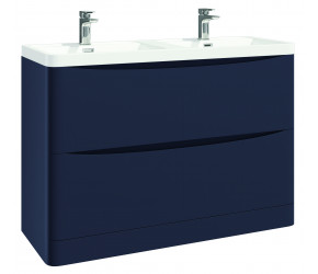 Iona Contour Indigo Blue Floor Mounted Two Drawer Vanity Unit and Basin 1200mm