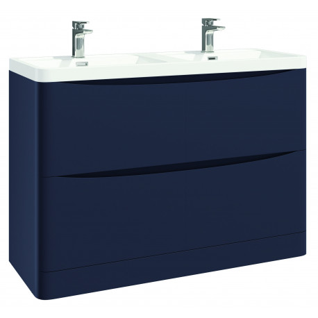 Iona Contour Indigo Blue Floor Mounted Two Drawer Vanity Unit and Basin 1200mm