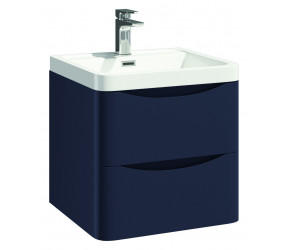 Iona Contour Indigo Blue Wall Hung Two Drawer Vanity Unit and Basin 500mm