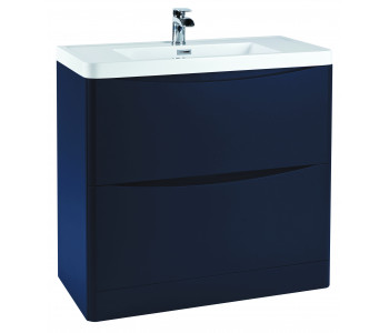 Iona Contour Indigo Blue Floor Standing Two Drawer Vanity Unit and Basin 900mm