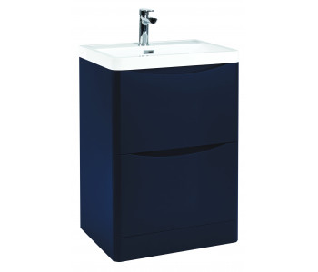 Iona Contour Indigo Blue Floor Standing Two Drawer Vanity Unit and Basin 600mm