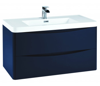 Iona Contour Indigo Blue Wall Hung Two Drawer Vanity Unit and Basin 900mm