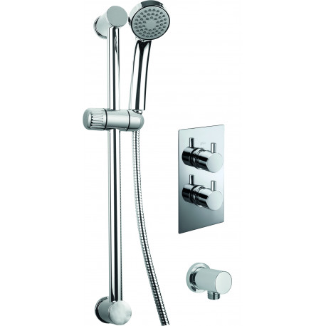 Trisen Acksor Chrome Round Concealed Thermostatic Valve Wall Outlet and Kit