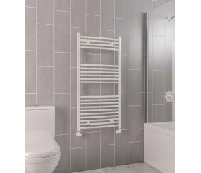 Eastbrook Wingrave Curved Gloss White Designer Towel Rail 800mm High x 400mm Wide