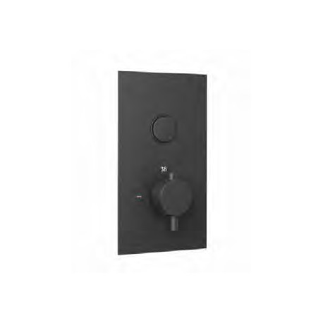 Eastbrook Smooth Black Round Concealed Thermostatic Single Push Button Shower Valve