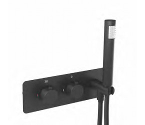 Eastbrook Smooth Black Round Horizontal Thermostatic Shower Valve with Handset